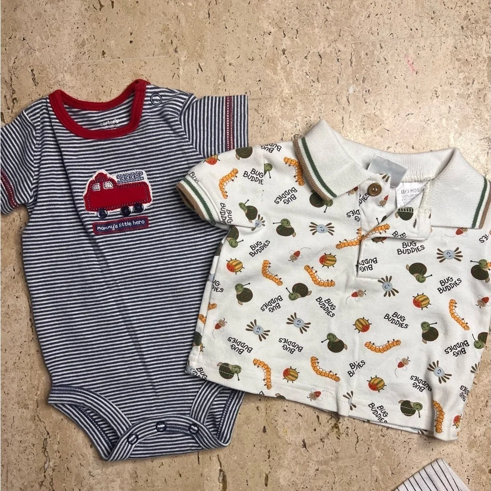 Baby Boy Newborn-3 Month One Piece Short Sleeve Shirts and Organic Cotton Pants